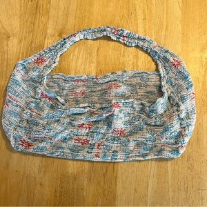Free People Crinkled Blue and Red Shoulder Bag